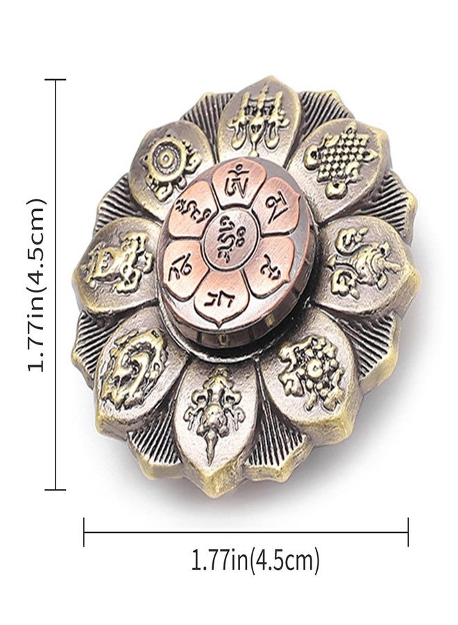 SQUISHCO Fidget Toys, Red Copper Buddhist Lotus Wheel with Auspicious Symbols Portable Desk Toy for Home Office Travel - Image 5